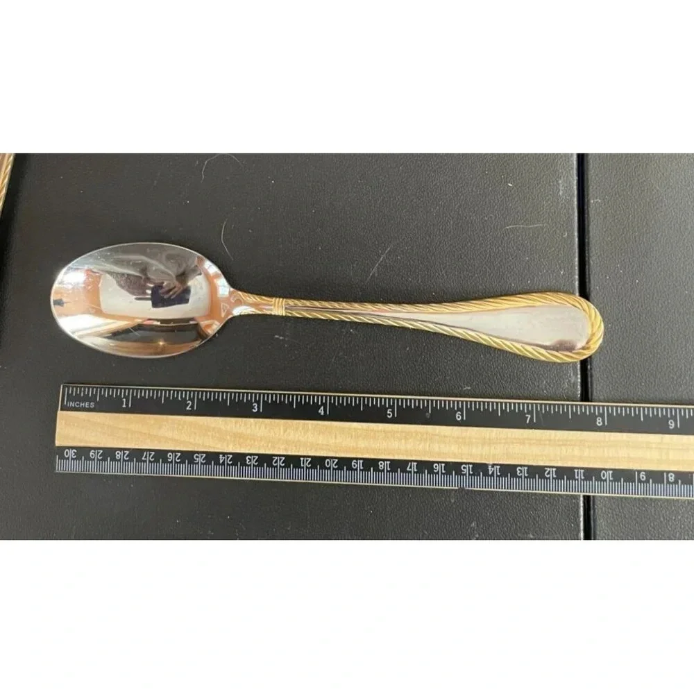 Cambridge Carlyle‎ Gold Accents Rope Stainless Tablespoons Set Of 6